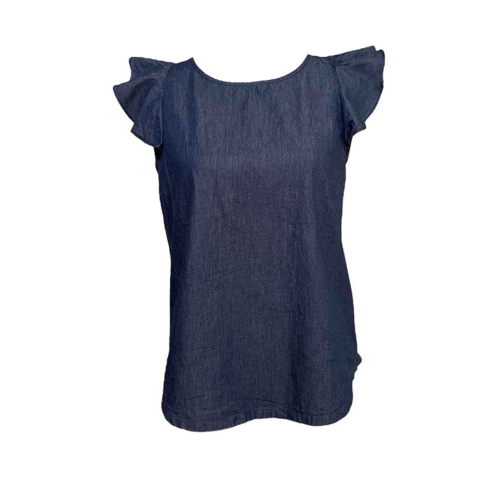 J. Crew Denim Flutter Sleeve Blouse